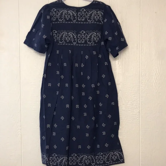 Vintage Styled by Saybury Navy Blue Paisley Mumu Dress Cotton Size Medium - Picture 4 of 11